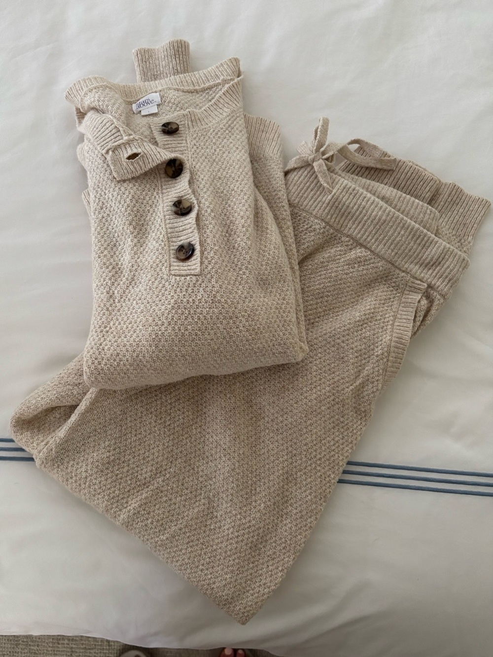 Stars Above Cream Knit Henley & Pant lounge Set